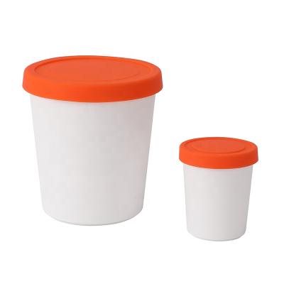 China Viable Wholesale Reusable Ice Cream Storage Container Ice Cream Storage Tub 1000ml And 300ml Ice Cream Box With Silicone Cover for sale