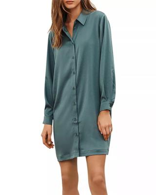 China 2021 Anti-Static Wholesale Soft Ladies Women Long Sleeve Oversized Loose Shirt Dresses for sale