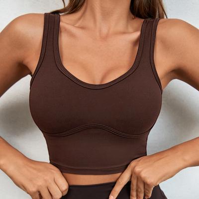 China New Gathering Beauty Back Cavity Yoga Bra Vest Women Fitness Running Bras Breathable Thin Shockproof Sports Bra Vest Shoulder Strap for sale