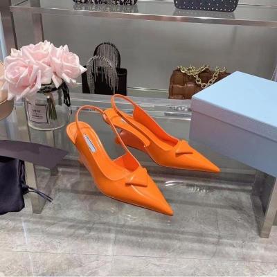 China Fashion Trend New Design Formal Women's Triangle High Heel Sandals Rose Banquet Unique Wedding Dress Ladies Shoes Red Splice Bridal Slipper for sale