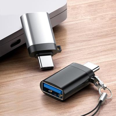 China Power Charging+Data Transfer LICHEERS New Design Alloy OTG Aluminum Type-C to USB3.0 Adapter Connector Converter with Lanyard for sale