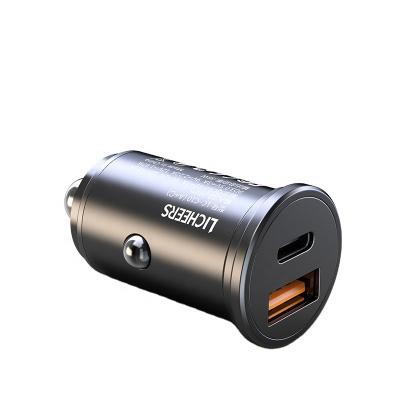 China PD+QC Licheers 2021 Latest C10 38W High Power A+C Double Access Fast Charging Metal Mini Electric Car Charger for sale