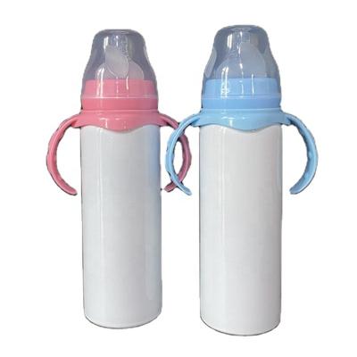 China Professional Viable Factory Sublimation Masks 8oz 240ml Stainless Steel Baby Milk Double Wall Water Bottle With Double Handle for sale