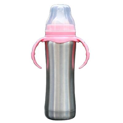 China 240ml Eco Sustainable Feeding Water Bottles For Baby Kids Stainless Steel Travel Bottle With 8oz Silicone Nipple for sale