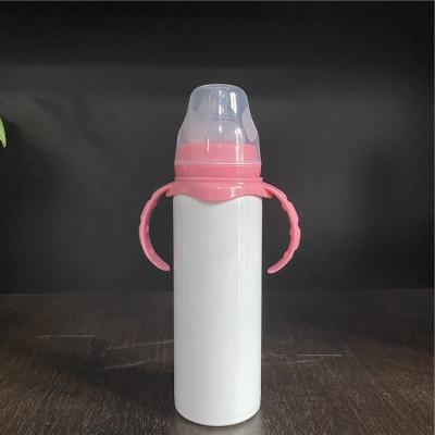 China Viable Sublimation Kids Mugs 8oz 240ml Stainless Steel Baby Milk Double Wall Water Bottles With Double Handle for sale