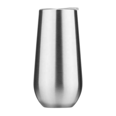 China Low Cost High Tech Double 6 Ounce Insulated Stemless Stainless Steel Champagne Flutes Wine Tumbler for sale