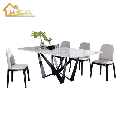 China Modern Popular High Quality Carbon Steel Leg Furniture K/D Luxury Marble Table And Chairs for sale