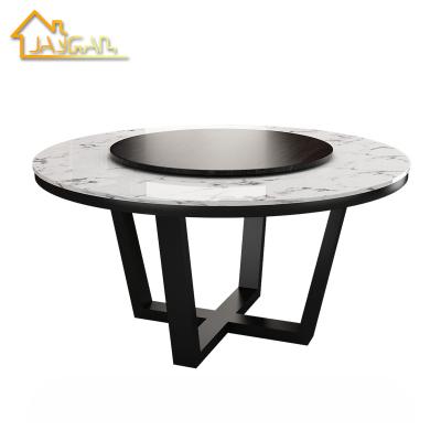 China K/D style round kitchen table Nordic natural marble top dining table with turntable for sale