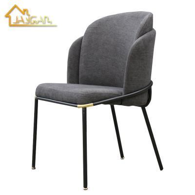 China Minimalist Italian Hotel Metal Restaurant Velvet Fabric Dining Chairs Fil Noir Metal Upholstered Dining Chair for sale