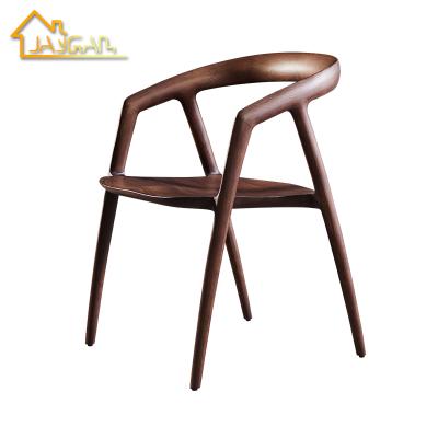 China Scandinavian Modern Hotel Reception Restaurant Solid Wood Chairs With Arms Minimalist Wood Chair for sale