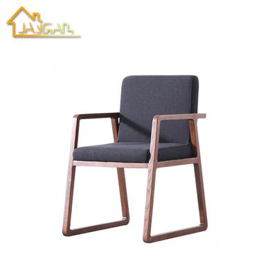 China Minimalist Modern Wooden Dining Chairs With Comfortable Arms Fabric Chairs Upholstered Armchairs Living Room for sale