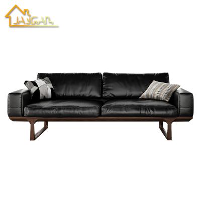 China Removable 3 seater wooden frame divans cover italian style modern genuine leather sofa living room corner sofa for sale