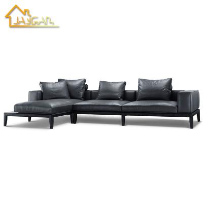 China Other Sofa Manufacturers Professional Genuine Leather Hotel 2 Piece Sectional With L Shaped Convertible Sleeper Sofa for sale