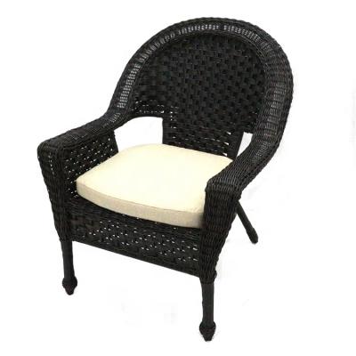 中国 Non-Adjustable Indoor and Outdoor PE Rattan Running Wicker Armchair Dining Chair with Cushion Patio Garden Furniture 販売のため