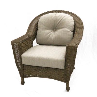 China Indoor and Outdoor Rattan PE Alum Wicker Garden Chair Stock Armchair with Seat and Back Cushions for Sale for sale