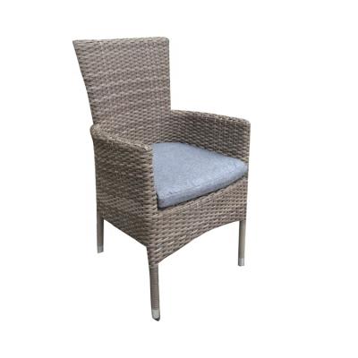 China Non-Adjustable Running Alum Indoor And Outdoor PE Rattan Wicker Armchair Dining Chair Patio Garden Furniture for sale