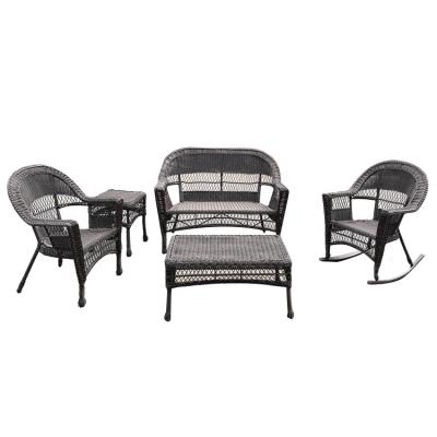 China Garden Set Chic Style 5 PCS Rattan Patio Furniture Set Indoor And Outdoor Garden Lawn Sofa For Sale for sale