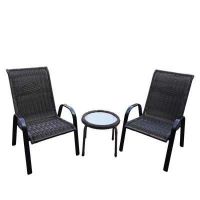 China Garden Set Outdoor Furniture Set PE Rattan Wicker Chair Coffee Table Set 3pcs Patio Bristo Set for sale