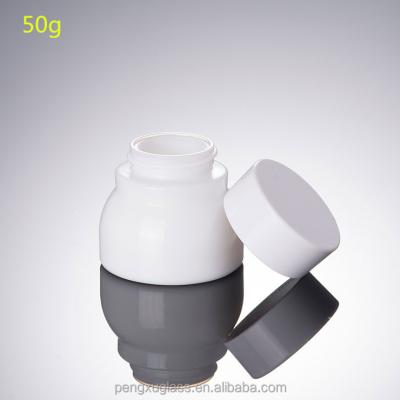 China 50g 100g Ceramic White Glass Bottle Eco-friendly Empty Jar Face Cream Bottle Cosmetic Cream Bottle Packing for sale