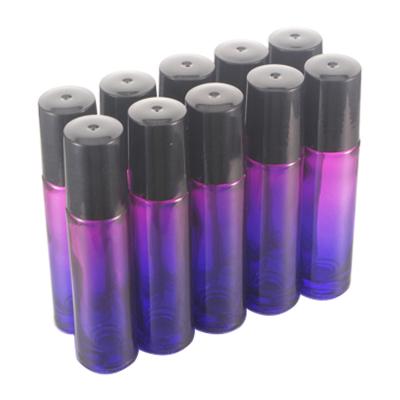 China Eco - Friendly Essential Oil Roller Bottles 10ml Purple Gradient Color Roll On Bottle For Sale for sale