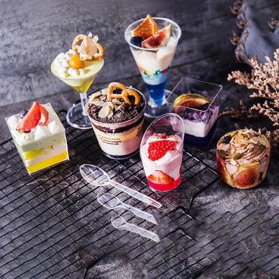 China Single Wall Disposable Clear 250ml Small Dessert Plastic PS Cups With Lid Ice Cream for sale