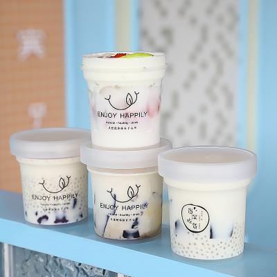 China 500ml Eco-Friendly Disposable Disposable Ice Cream Container PP Frozen Yogurt Pudding Cup Plastic Ice Cream Cup With Lid for sale