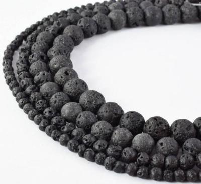 China DIY Jewelry Hand Making Natural Gemstone Beads Loose Bead Lava Volcanic Round Stone Wholesale Natural Black For Jewelry Making 4mm 6mm 8mm 10mm 12mm 14 for sale