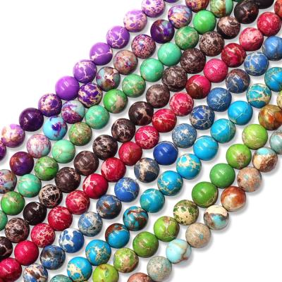 China DIY Jewelry Hand Making Fashion Natural Gemstone Agate Beads Wholesale Round Sea Sediment Imperial Jasper For Jewelry Making 4mm 6mm 8mm 10mm 12mm 14 for sale