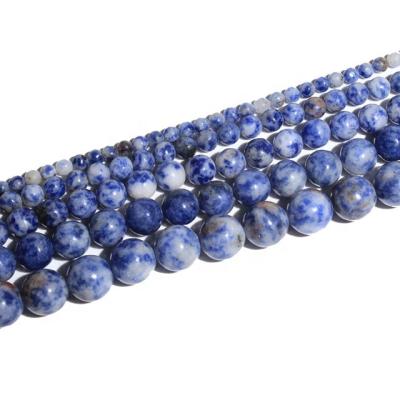 China Blue-Vein White Sodalite Point Polishing Natural Stone Beads For Jewelry Making For Beadworke Diy Bracelet Necklace Accessories 4-12mm for sale