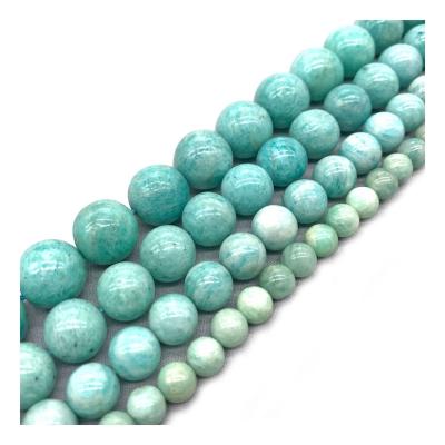 China 1.Decoration Natural Blue Stone DIY 100% Amazonite Healing Stone 2.Accessories 3.Natural Jewelry Around Beads For Jewelry Making Bracelet Necklace Accessories for sale