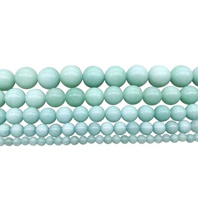 China Natural Amazonite Polishing Blue Stone Beads 4 6 8 10MM For Jewelry Making DIY Bracelet Necklace Kit for sale