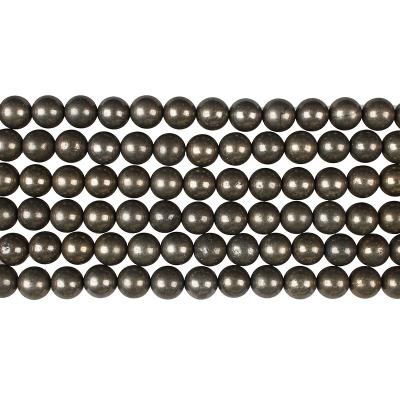 China Natural Iron Pyrite Polishing Stone 4 6 8 10mm Round Loose Beads For Bracelets Necklace Diy Jewelry Making for sale