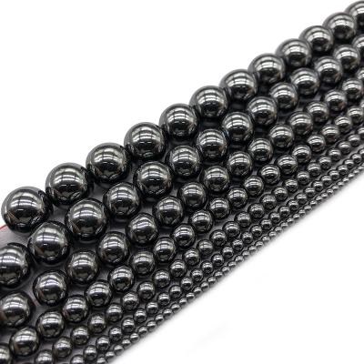 China Polishing Smooth Natural Stone Black Hematite Beads For Jewelry Making DIY Necklace Bracelets Accessories 4mm 6mm 8mm 10mm for sale