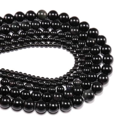 China Natural Stone Polishing Beads Black Tourmaline Round Loose Beads 4 6 8 10 12mm For Bracelets Necklace Diy Jewelry Making Kits Gifts for sale