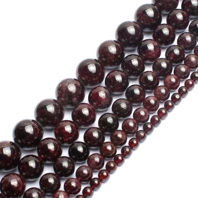 China Dark Red Polishing Garnet Round Loose Beads 4mm 6mm 8mm 10mm 12mm High Quality Natural Stone Diy Jewelry Making Bead Bracelet Kits for sale