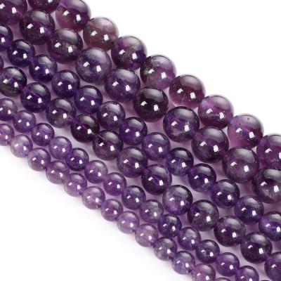 China Polishing Natural Stone Beads Amethyst Round Loose Spacer Beads Jewelry Diy Bracelets Necklace Accessories Handmade Beads 4/6/8/10mm for sale