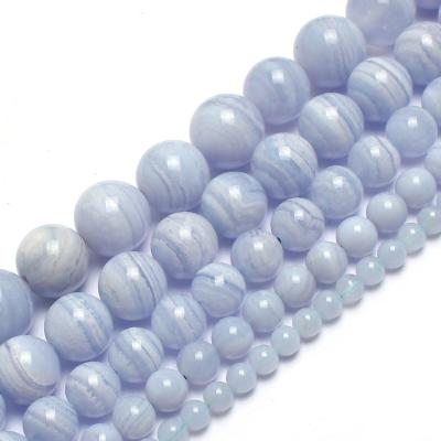 China 4/6/8/10/12mm Natural Stone Bead Polishing Blue Agates Lace Around Loose Spacer Beads For Jewelry Making Diy Bracelet Charm Accessories for sale