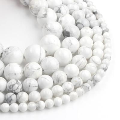 China Wholesale Natural Polish White Turquoises Polish Howlite Round Beads For Jewelry Making Beaded Bracelet for sale