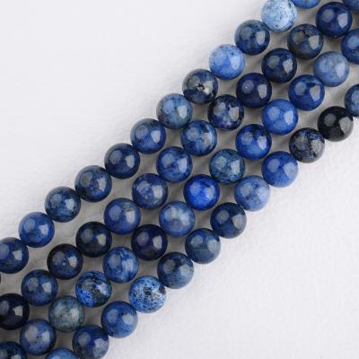 China Polishing Natural Blue Dumortierite Smooth Round Beads For Jewelry Making Diy Bracelet Accessories Material for sale