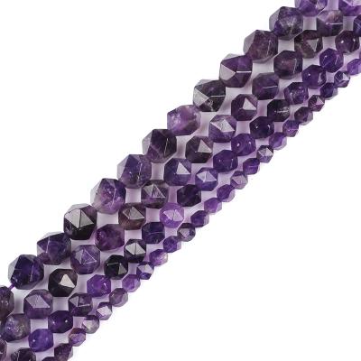 China Natural Amethyst Beads Diamond Cut DIY Polishing Faceted Jewelry Making Necklace Bracelet Wholesale for sale