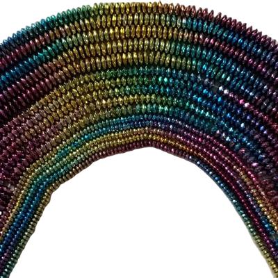 China Rainbow Hematite Jewelry Amazon Hot Sale 4mm 6mm 8mm Gradient Colored Hematite Beads Faceted Loose Spacer Beads For Jewelry Making for sale