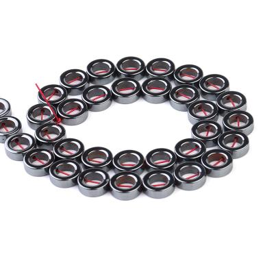 China Polishing Hollow Circle Shape Black Hematite Beads Natural Stone Round Loose Beads For DIY Jewelry Bracelets & Pendants Making for sale