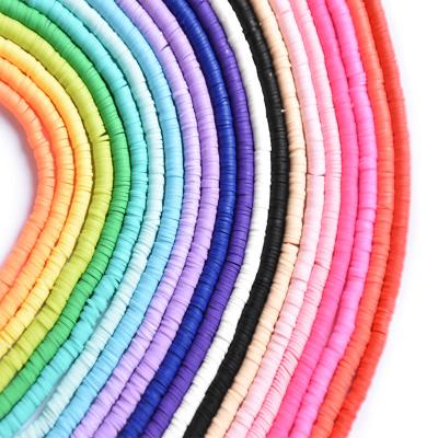 China Spacer Beads For DIY Jewelry Craft Making 4mm Round Polymer Clay Spacer Beads Pure Color Heishi Beads For Bracelet Making for sale