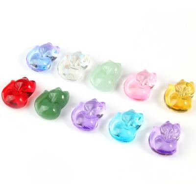 China 100pcs Translucent Glass Multiple Colors Beads Fox Shape Czech Glass Beads For DIY Bracelet Jewelry Making Accessories 13x18mm for sale