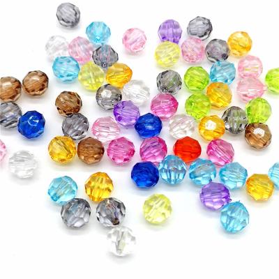 China Fashion Plastic Clear Round Facet Beads Acrylic Disco Chunky Facet Beads For Jewelry Making Kids Necklace Decoration for sale