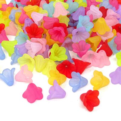 China Fashion 1000 Pcs Mixed Lily Flower Frosted Acrylic Beads 10x4mm Acrylic Bead For Crafts Necklaces Earrings for sale