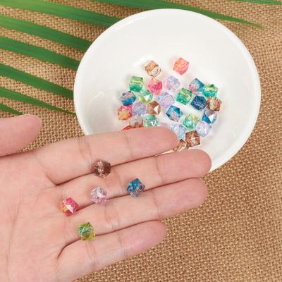 China Jewelry Making Wholesale Transparent Colors Faceted Cube Acrylic Jewelry Beads 100pcs/bag For Curtain Necklace Bracelet Spacer Beaded Beads for sale