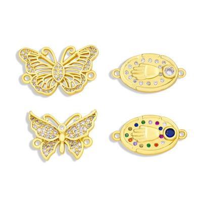 China Jewelry Opens Cute Butterfly Palm Pattern Metal Fashion Diamond-Studded Jewelry Gold Plated Accessories for sale