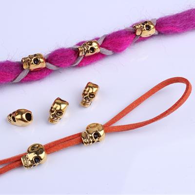 China 100 Pcs Skull Hole Beaded For Handmade Hair Braided Rope Jewelry Making HB006 for sale