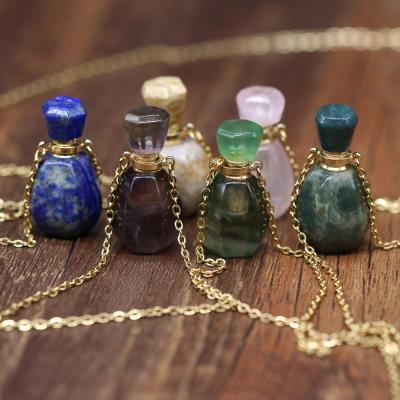 China Gemstong Natural Stone Bottle Necklace Semi Precious Perfume Pendant Charms For Elegant Women Love Romantic Gift for sale